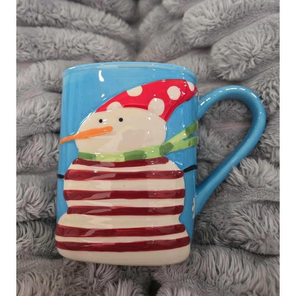 Christmas snowman ceramic coffee mug cup drinking‎ travel WHIMSICAL